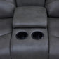 Bonded Leather Sectional Sofa 3 Recliners, Grey