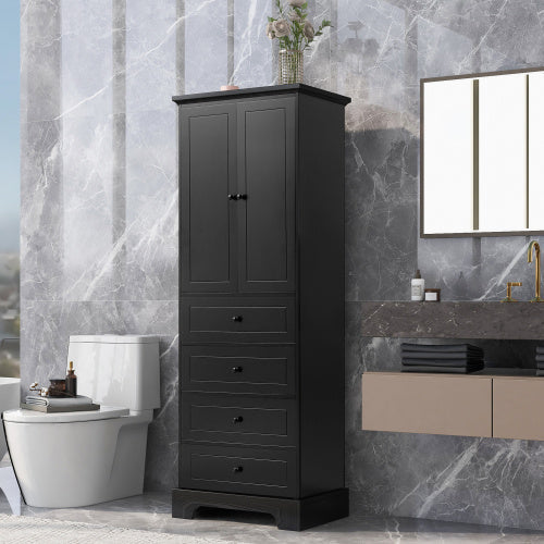 Cabinet With 2 Doors And 4 Drawers For Bathroom, Office