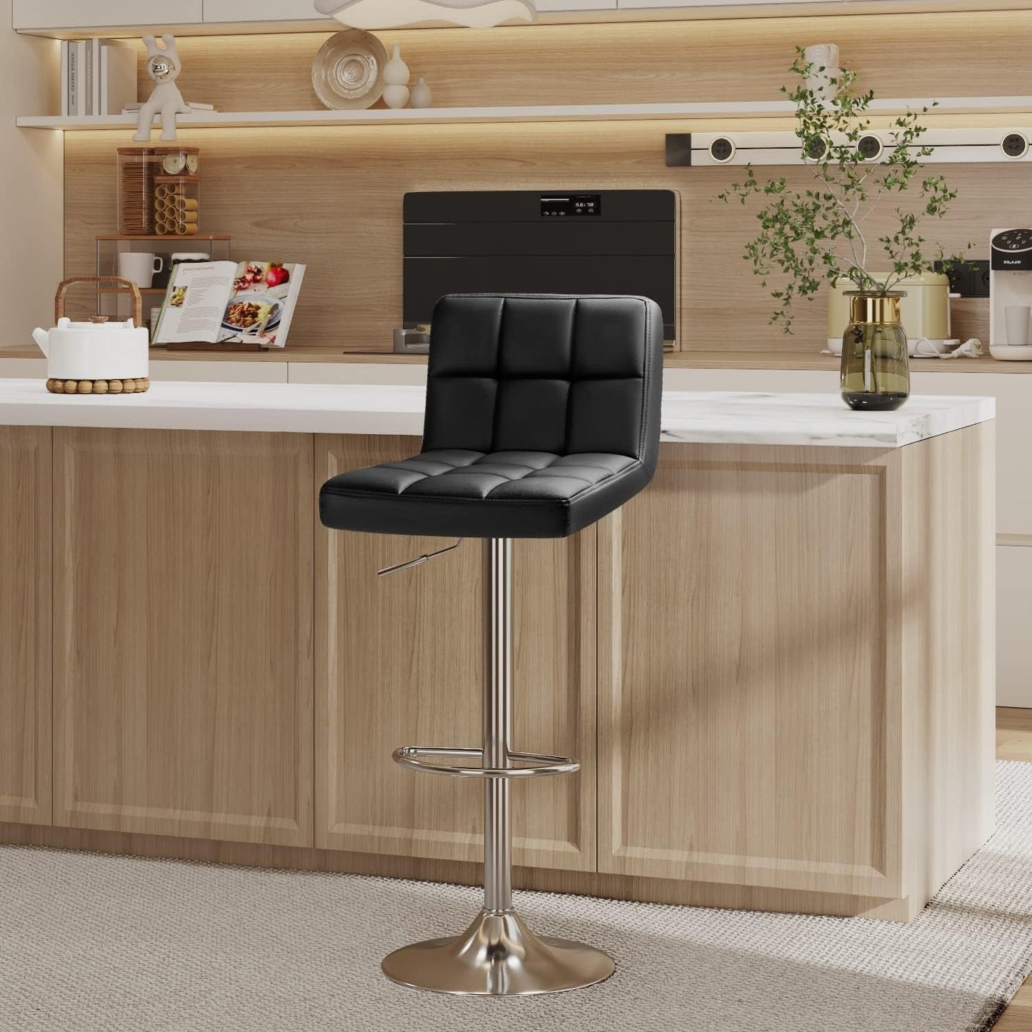 Bar Stools Modern Pu Leather Swivel Adjustable Hydraulic Bar Stool