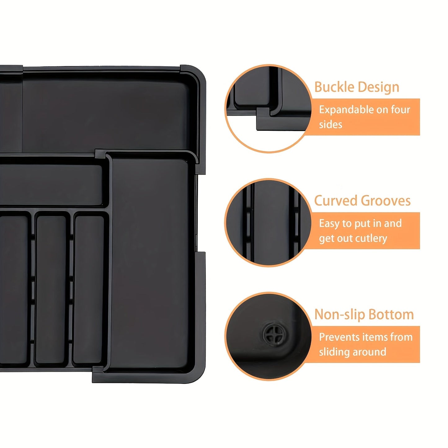 Expandable Silverware Organizer Tray - Adjustable Flatware Storage for