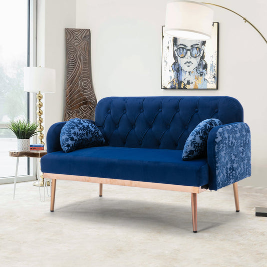 Modern Velvet Loveseat Sofa , Comfy Upholstered 2-Seater Sofa with