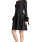 Caroline Dress - Crepe fit & flare dress with faux fur cuffs