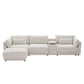 124'' Modular Sectional Sofa with Storage Console and Movable