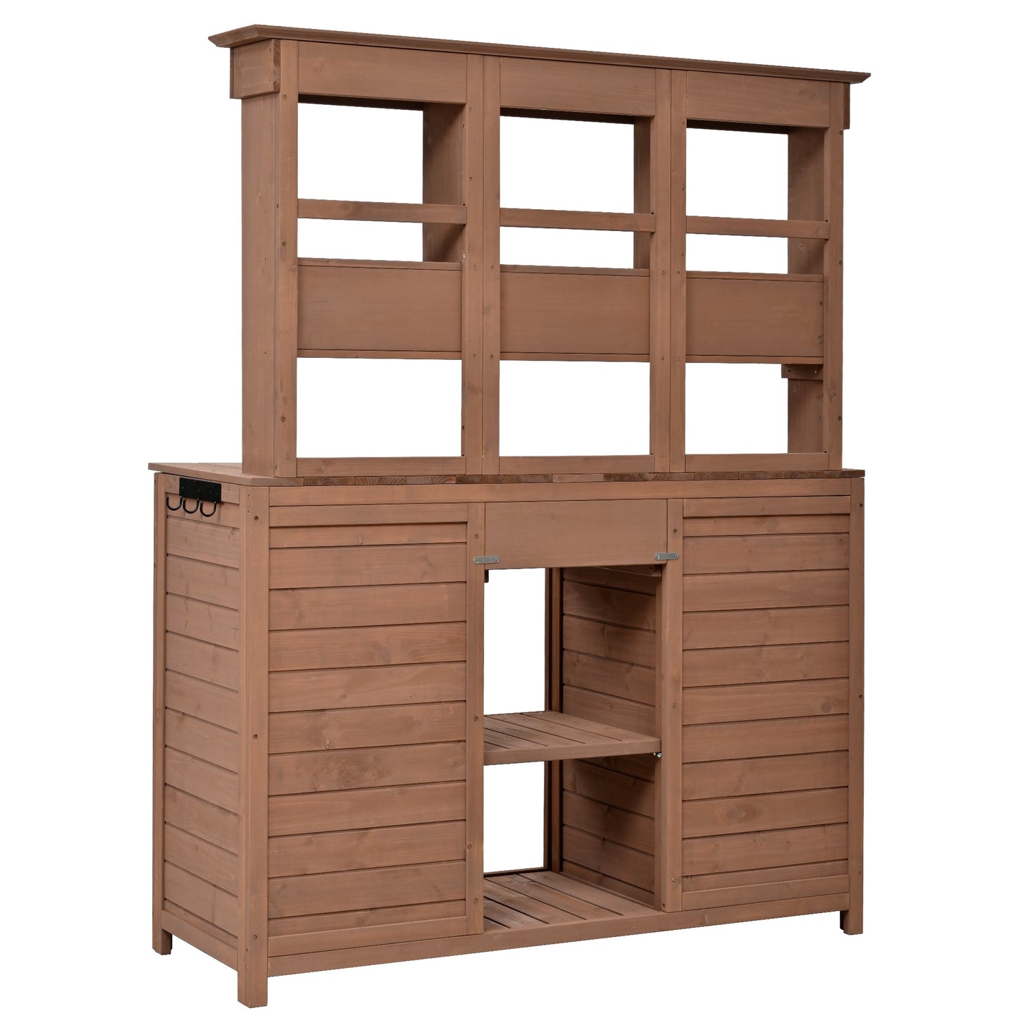 65.7'' H Tall Garden Potting Bench Table with Hutch,Patio Storage