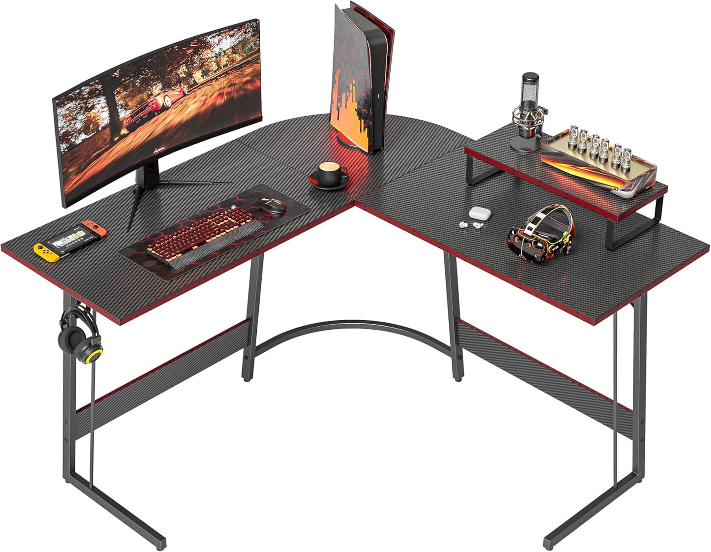 L Shaped Desk, Computer Corner Desk, Gaming Desk with Monitor Stand,