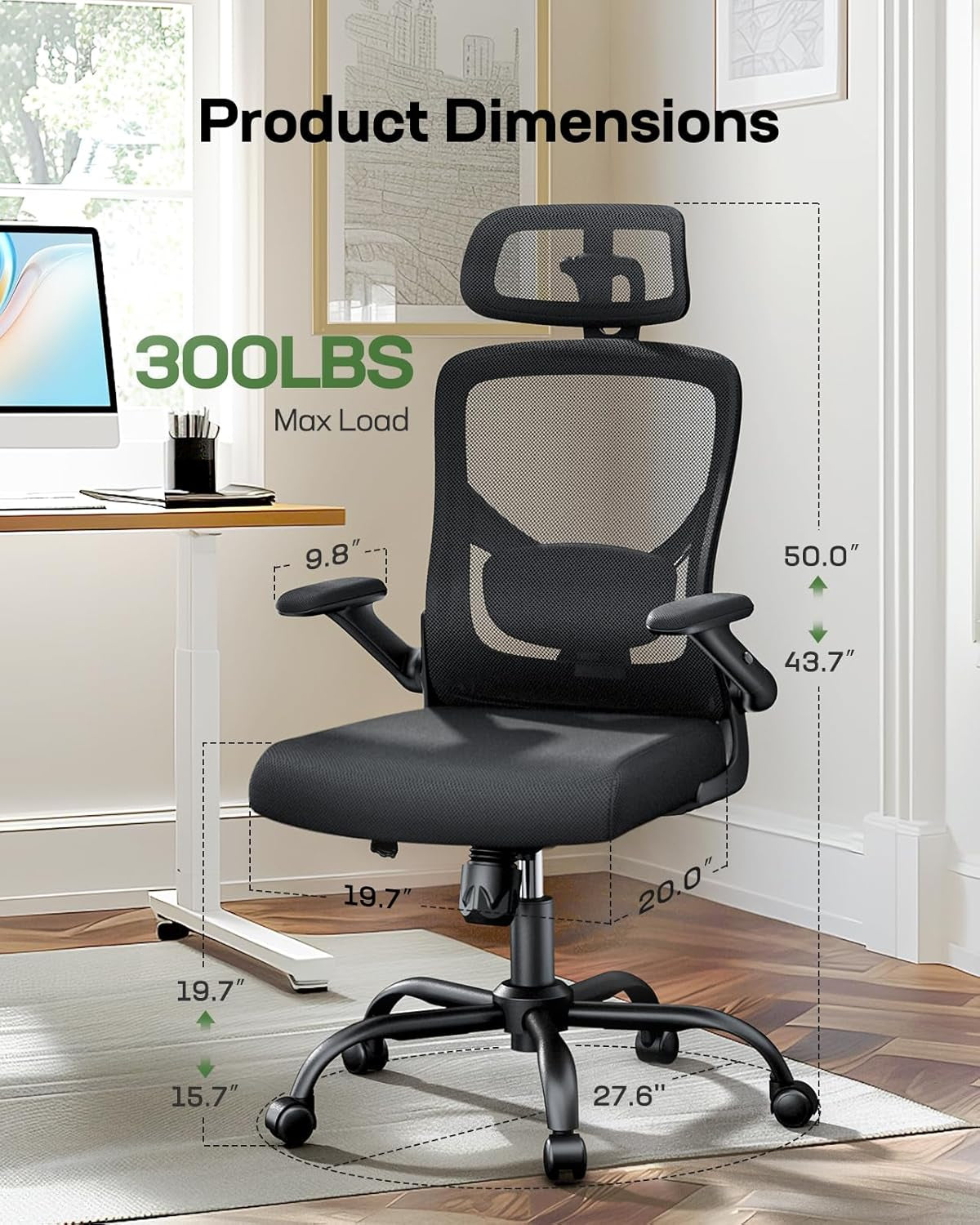 Ergonomic Mesh Office Chair High Back Desk Chair Adjustable Lumbar