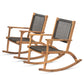 2 Pieces Patio Rocking Chair Set, Acacia Wood Outdoor Rockers with