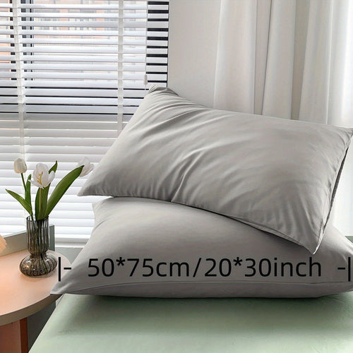 Set of 2 Brushed Solid Pillow Covers No Inserts