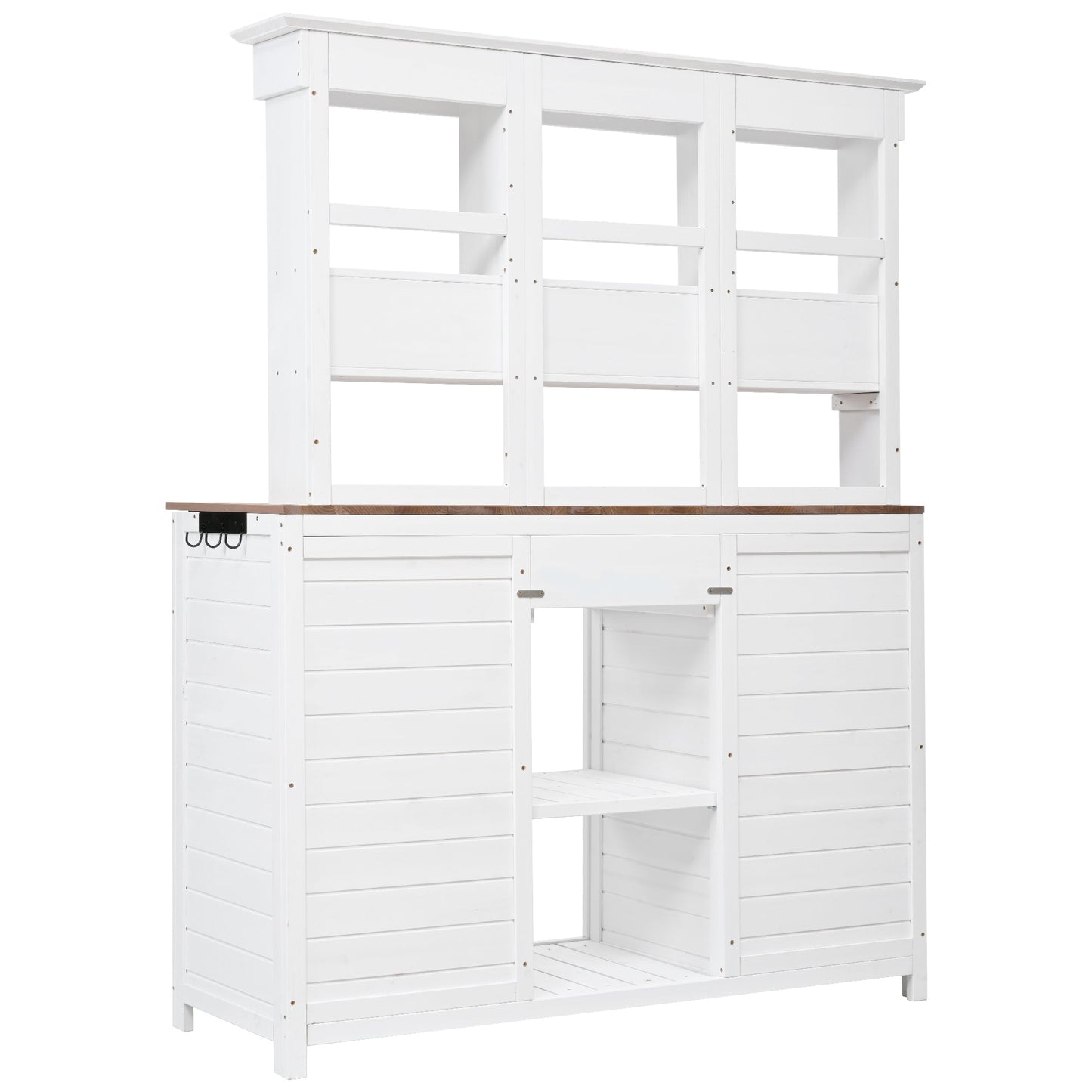 65.7'' H Tall Garden Potting Bench Table with Hutch,Patio Storage