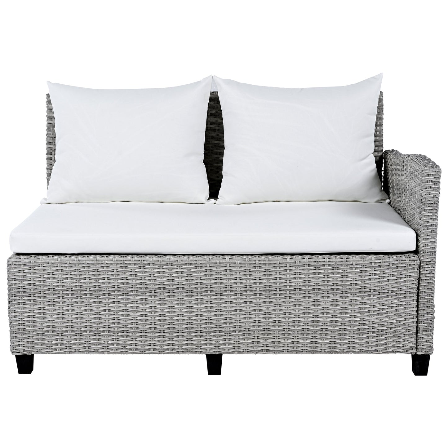 5-Piece Outdoor Patio Rattan Sofa Set, Sectional PE Wicker L-Shaped