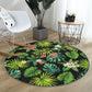 Green Floral Round Rug, Floral Patterned Decorative Circle Carpet, Non