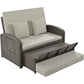 PE Wicker Rattan Double Chaise Lounge, 2-Person Reclining Daybed with