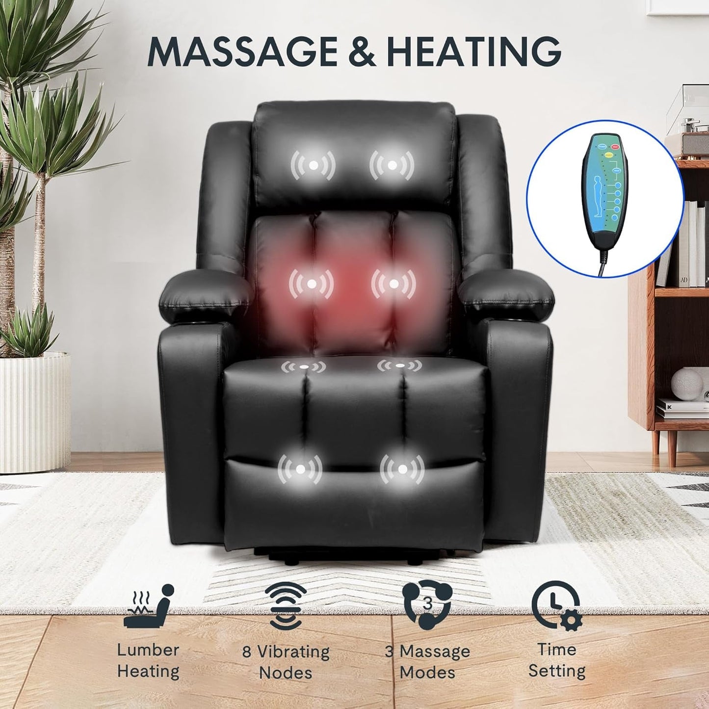XL31 Power Lift Recliner Chair for Elderly, Oversized Electric Leather