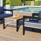 Multi-person Outdoor Iron Sofa Set with A table, Rattan Decoration,