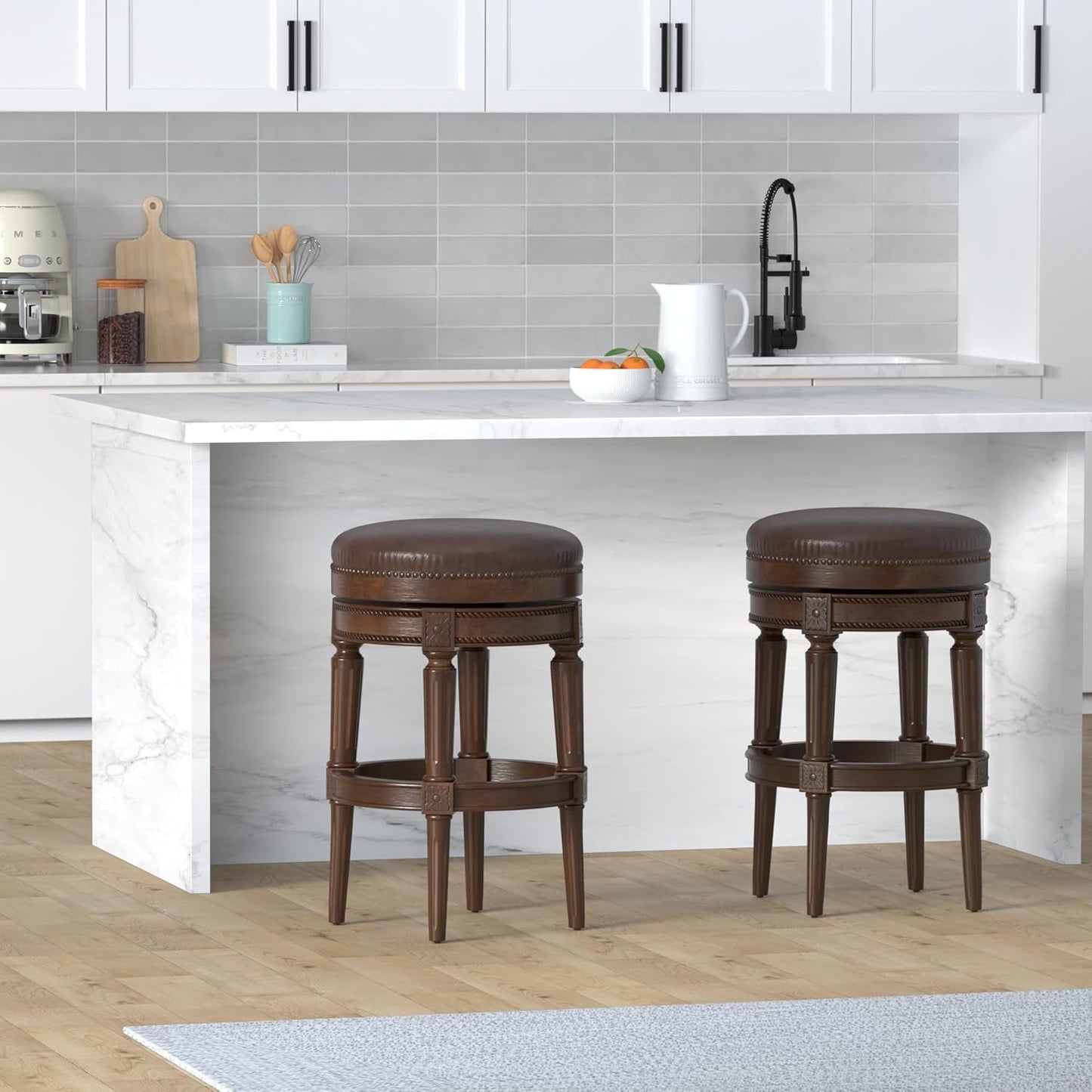 Pullman 31 Inch Tall Bar Height Upholstered Backless Barstool in Dark