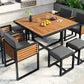 9-Pieces Acacia Wood Patio Dining Set, Space Saving Outdoor Patio Set,