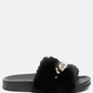 Chums Metal Chain Detail Fur Slides