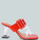City Girl Buckle Detail Clear Spool Heel Sandals