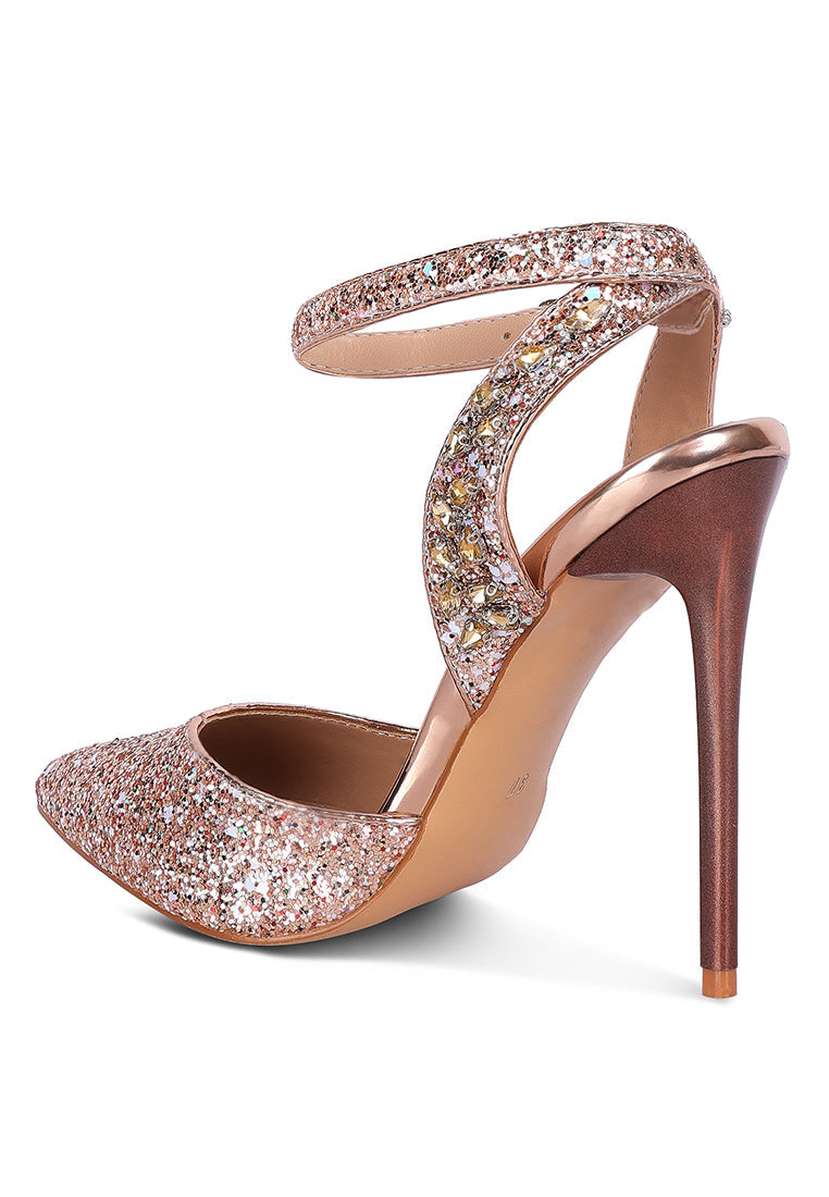 Cloriss Diamante Embellished Glitter High Heels