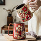 Vibrant Floral Ceramic Mug 700ml - Walbiz Microwave Safe Mug