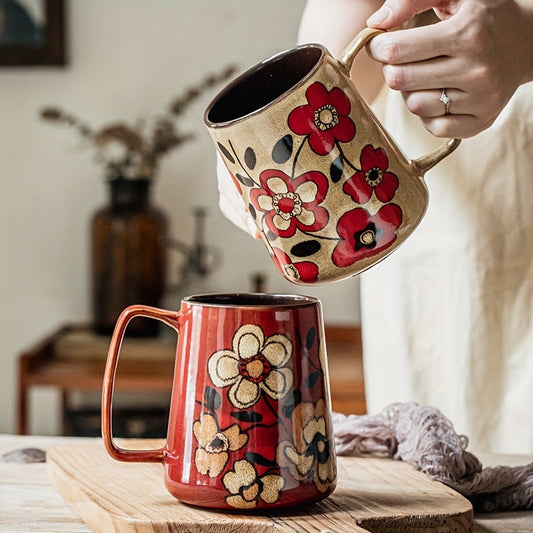Vibrant Floral Ceramic Mug 700ml - Walbiz Microwave Safe Mug