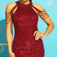 Sequins Bodycon Party dress with shoulder beads