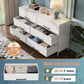 Wide Fabric Dresser, 6 Drawer Dresser TV Stand for 68" TV, Dressers