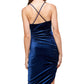 Velvet Asymmetrical Ruched Bodycon Dress