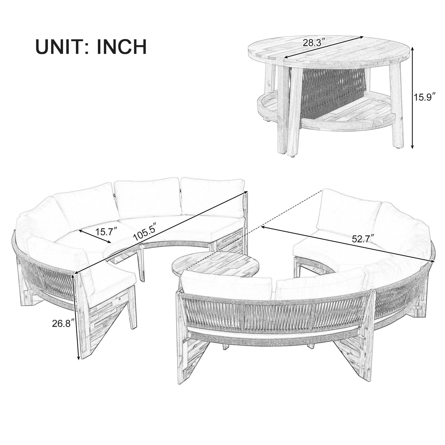 6 - Person Outdoor Seating Group with Cushions and A Coffee Table(old