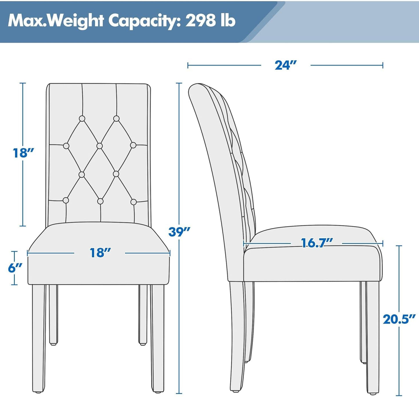 Faux Leather Dining Chairs, Button Tufted Dining Room Chairs with