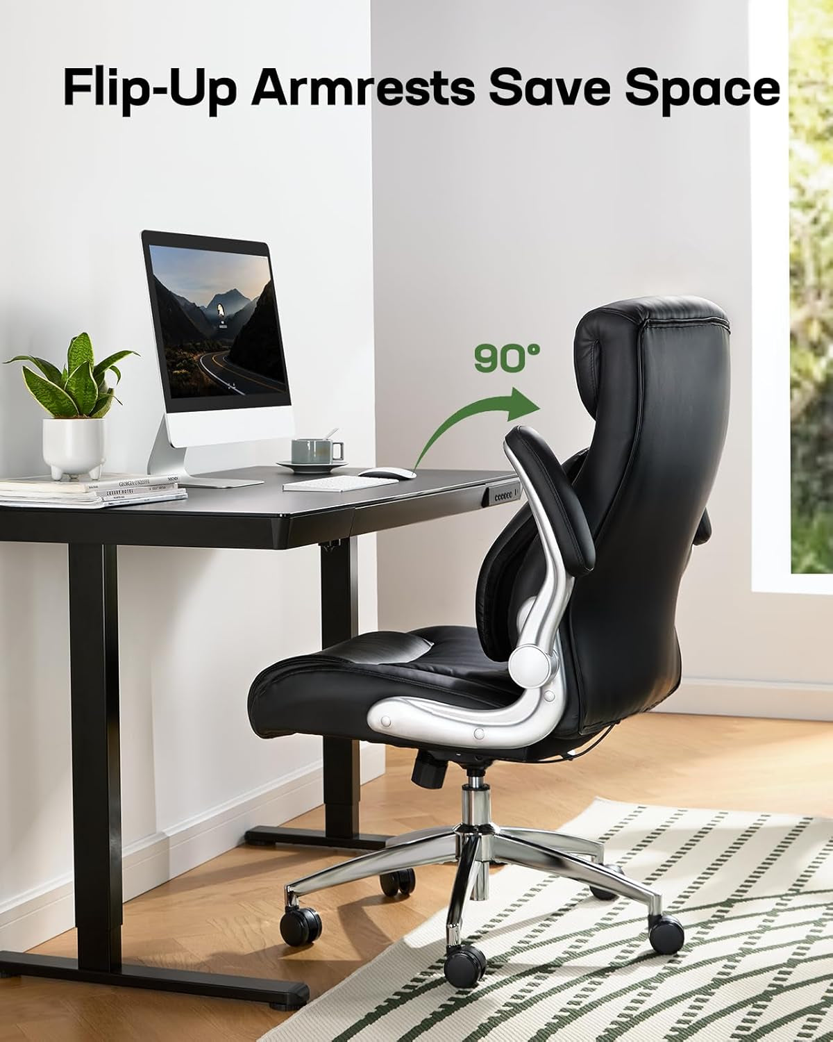 Comfortable-Office Chair with Dynamic-Lumbar Support: High Back PU