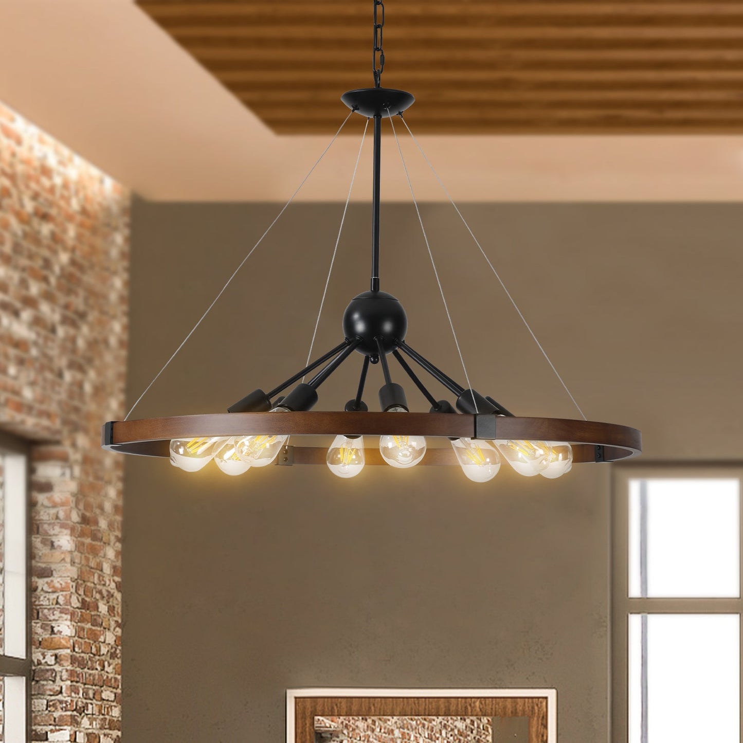 8-Light Retro Farmhouse Chandelier For Kitchen, Living room, Dining