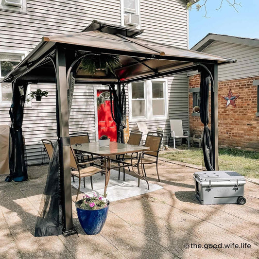 Hardtop Gazebo 10 X 12 Ft. Outdoor Gazebo, Heavy Duty Steel Frame