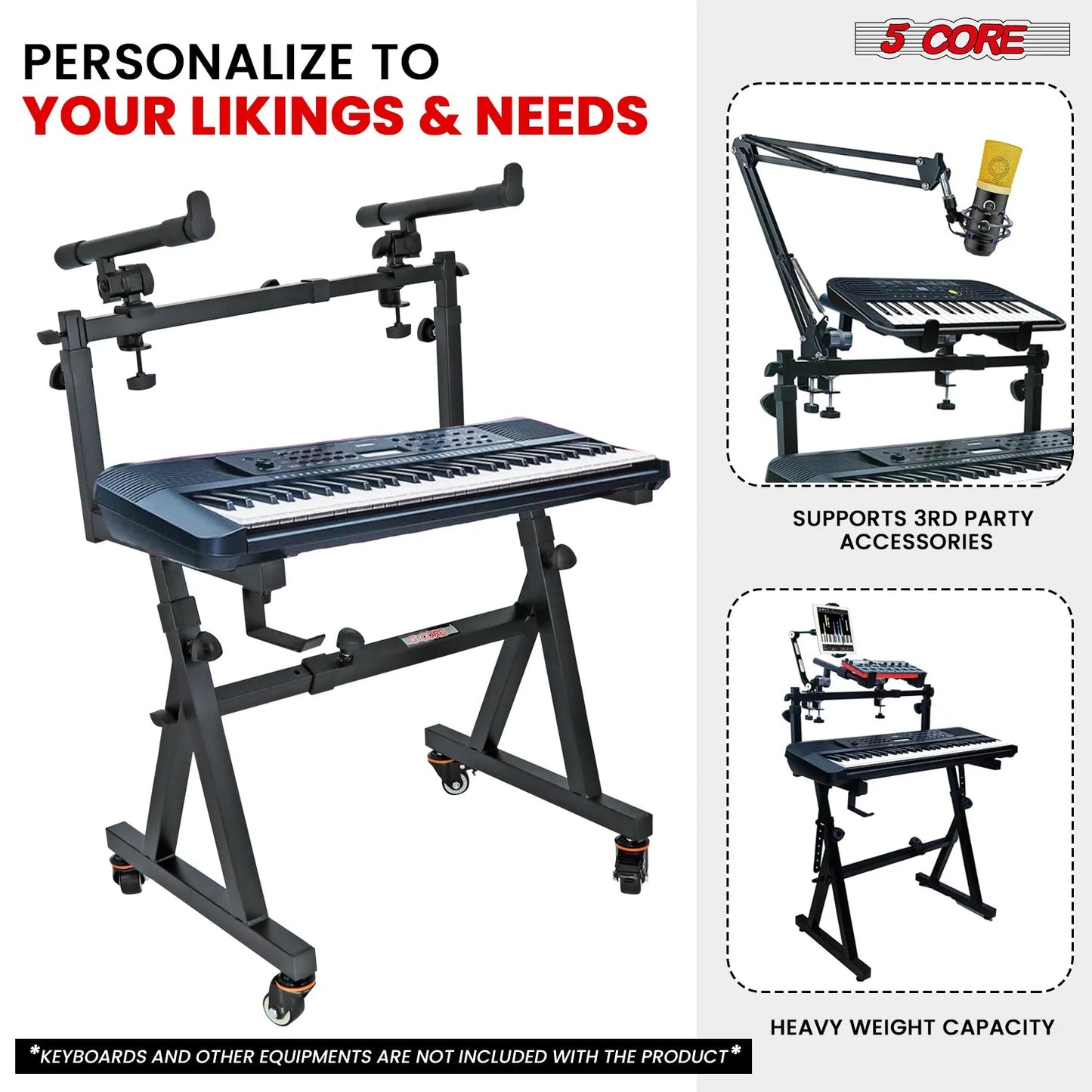 5Core 2 Tier Keyboard Stand Z Style Adjustable Electric Piano Riser