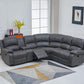Bonded Leather Sectional Sofa 3 Recliners, Grey