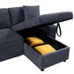Convertible Sectional Sofa With Armrest Storage