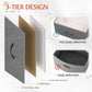 Charcoal Gray Fabric Dresser with Open Shelves and Drawers