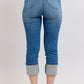 Judy Blue Full Size Skinny Cuff Capris Jeans with Pockets Plus Size