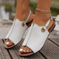 Fashion Solid Peep-toe Sandals With Back-srtap Summer Casual Outdoor