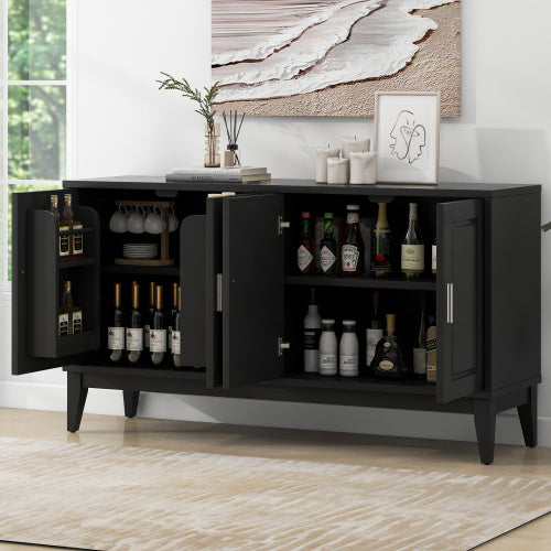 4 Door Sideboard Storage Cabinet With Gantry For Living Room And