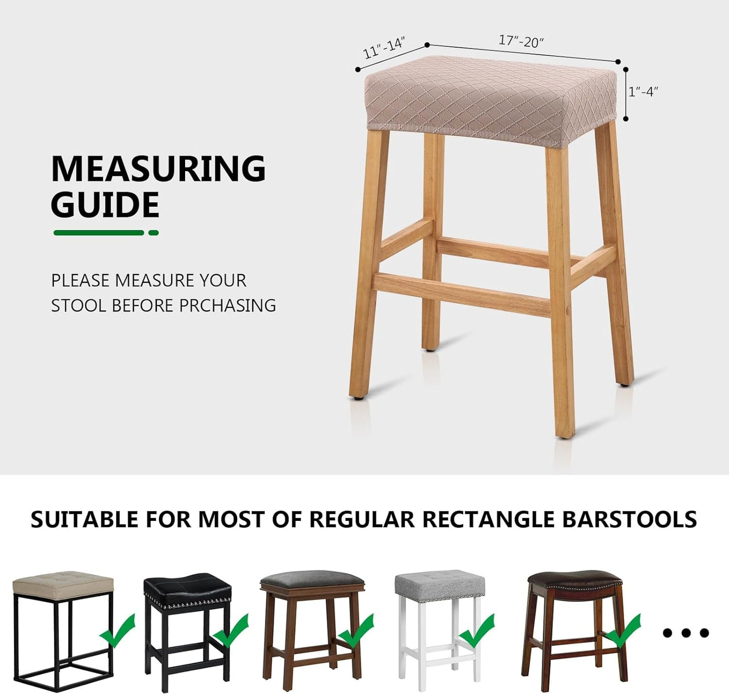 Stool Covers Rectangle - 2 Pack Stretch Waterproof Saddle Seat Cover