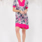 Celeste Full Size Floral Surplice Short Sleeve Dress with Pockets Plus