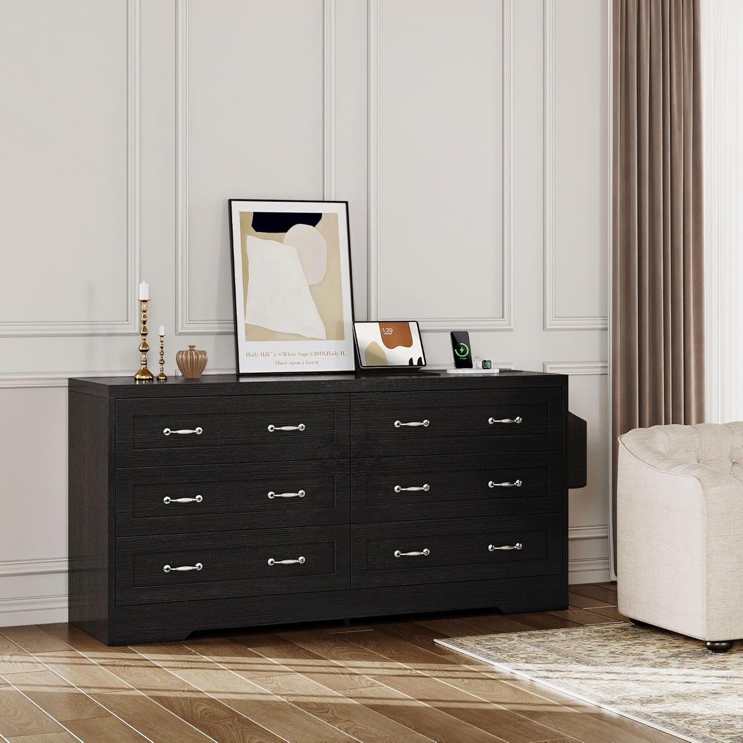 Drawers TV Stand for 65 Inches with Power Outlets