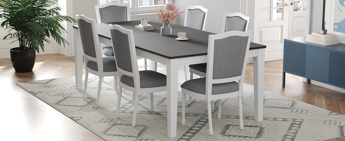 Rustic 7-Piece 78.1inch Extendable Dining Table Set with 18inch