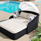 79.9' Outdoor Sunbed with Adjustable Canopy, Double lounge, PE Rattan