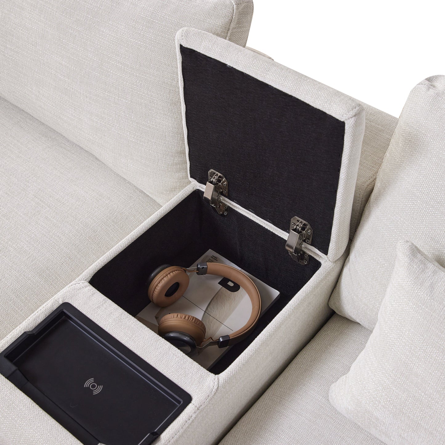 124'' Modular Sectional Sofa with Storage Console and Movable
