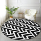 Black-White Decorative Round Rug, Circle Non Slip Area Carpet, Living