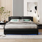 Full Size Upholstered Faux Leather Platform Bed With LED Light Bed Fra