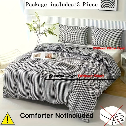 Plaid Quilt Cover 3Piece Bedding Set