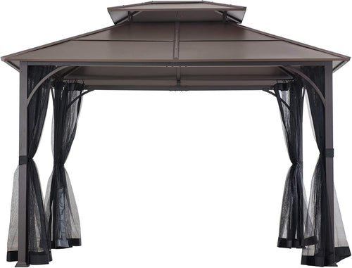 Hardtop Gazebo 10 X 12 Ft. Outdoor Gazebo, Heavy Duty Steel Frame